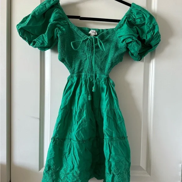 River Island | Dresses | Green Puff Sleeve Sun Dress With Cutout | Poshmark River Island | Dresses | Green Puff Sleeve Sun Dress With Cutout | Poshmark
